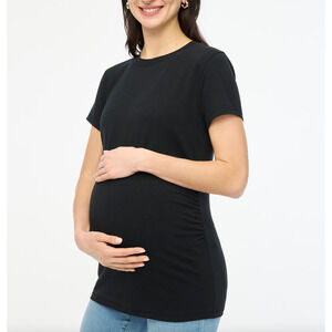 J.Crew Maternity Crewneck Tee Shirt Stretch Cotton Black Basics Casual XXS NWT